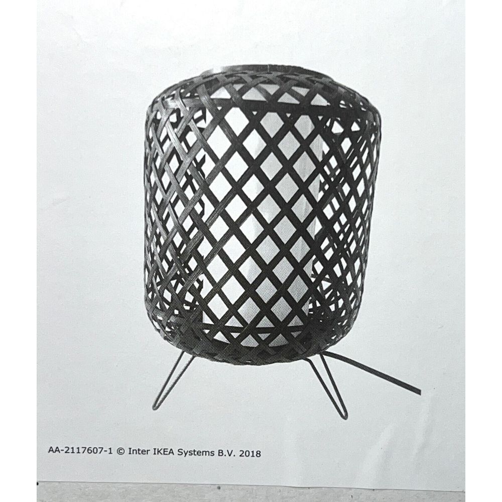 NEW Ikea GOTTORP Black Bamboo 9x13"  Handmade LED Table Lamp Light 404.409.45